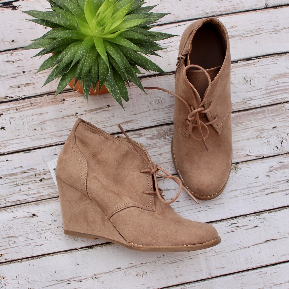 Universal Thread Lace Up Wedge Booties